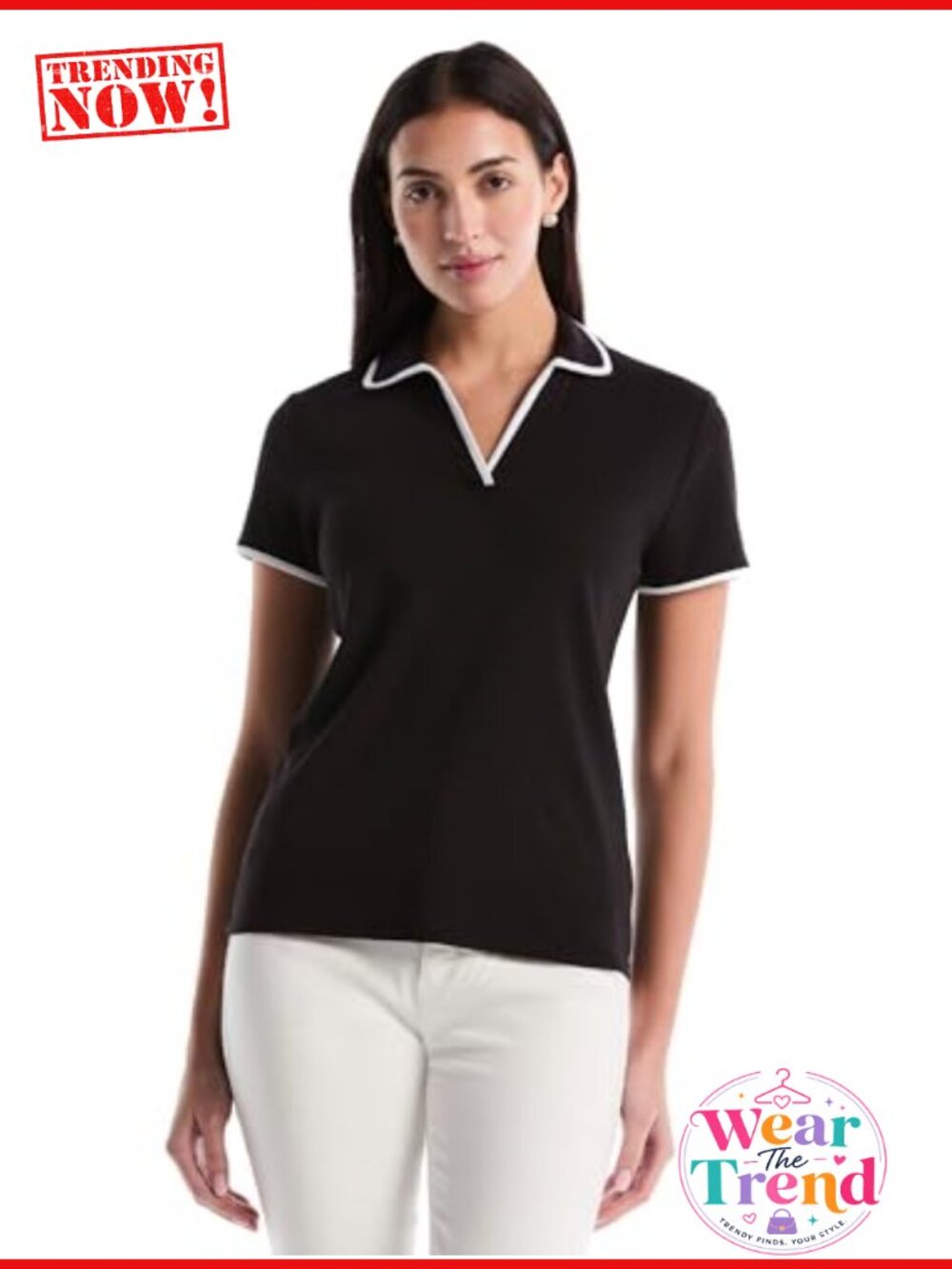 Rafaella 100% Cotton Rib Knit Polo Shirt Johnny Collar Contrast Trim
